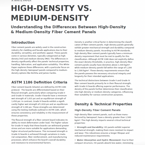 White Paper: High Density vs Medium Density Fiber Cement Panels - Understanding the Differences